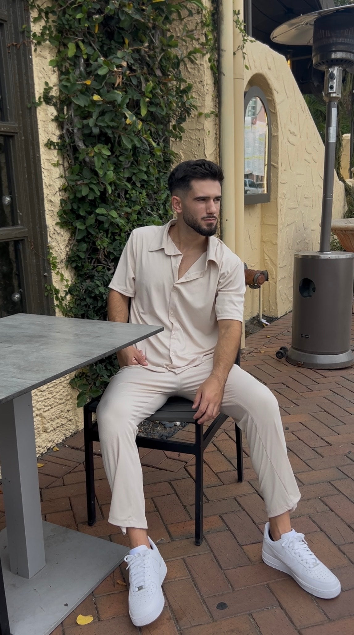 Beige Button Up Set