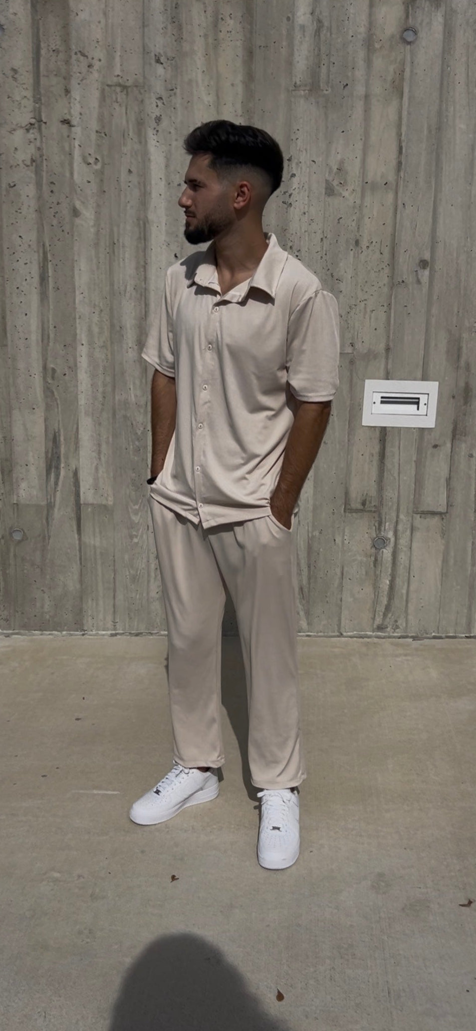 Beige Button Up Set