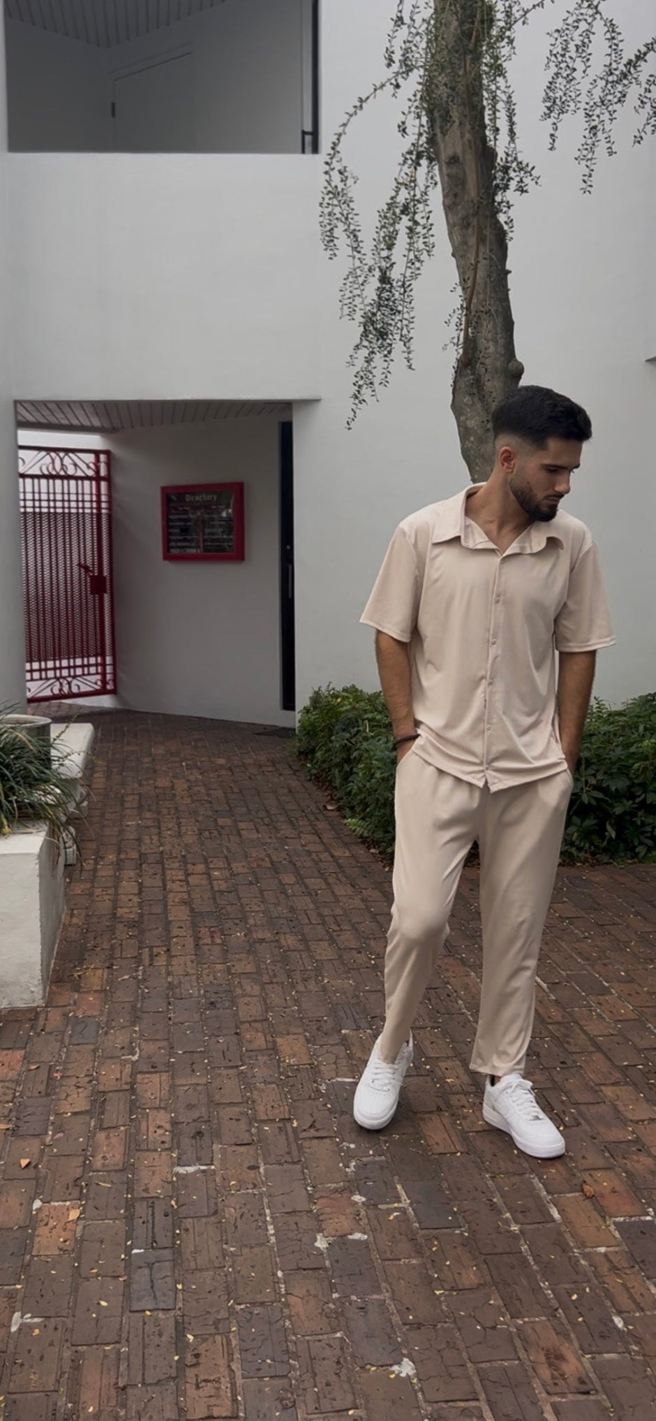 Beige Button Up Set