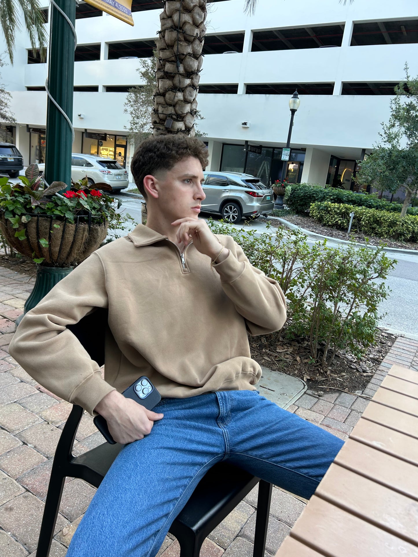 Brown Quarter Zip Jacket