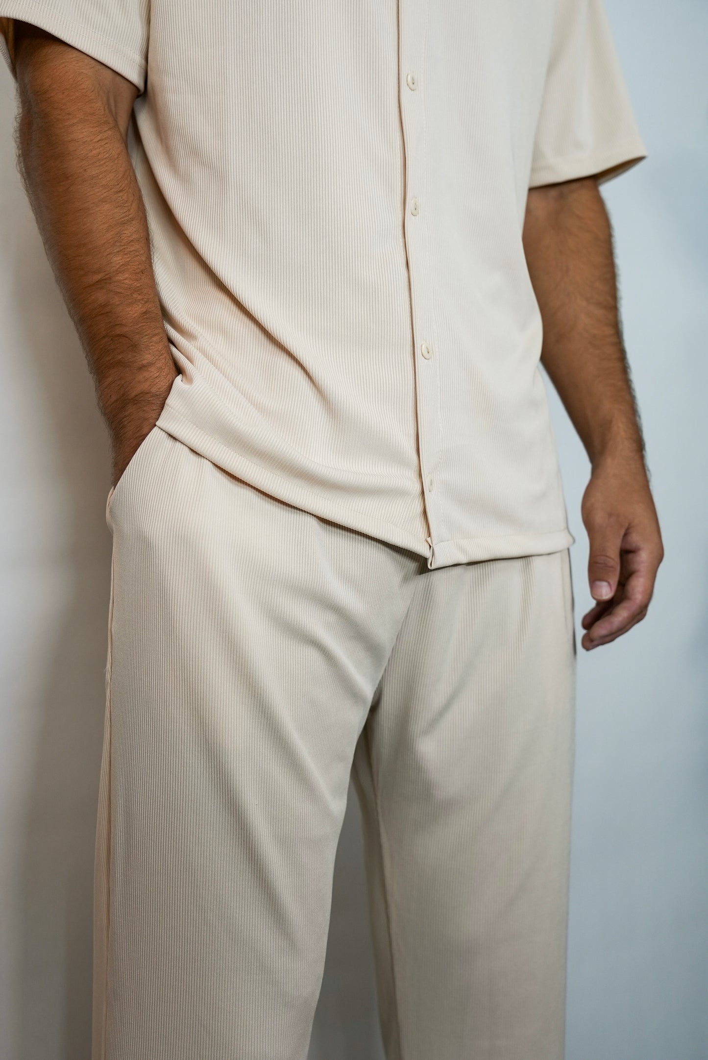Beige Button Up Set