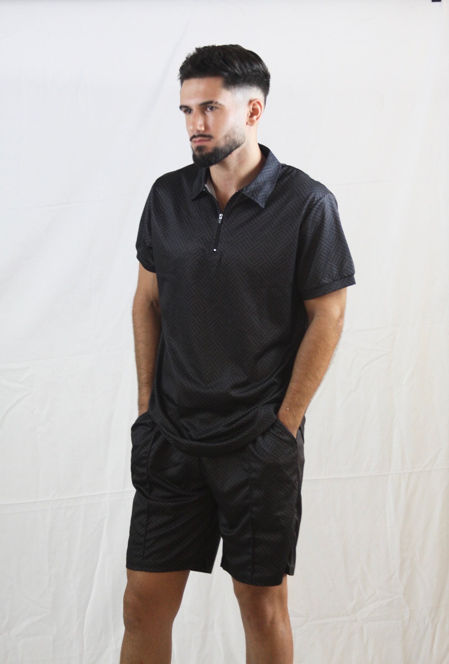 Black Quarter Zip Set