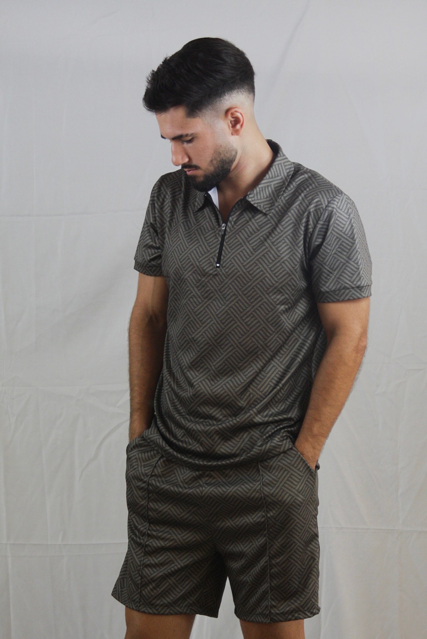 Green Quarter Zip Set