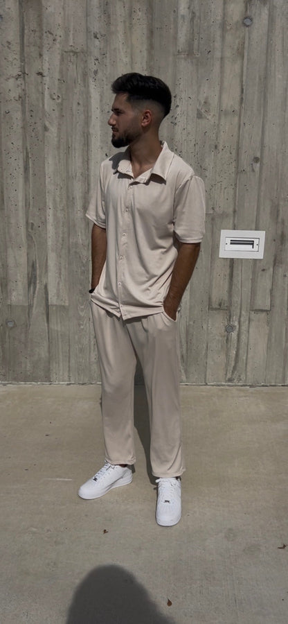 Beige Button Up Set